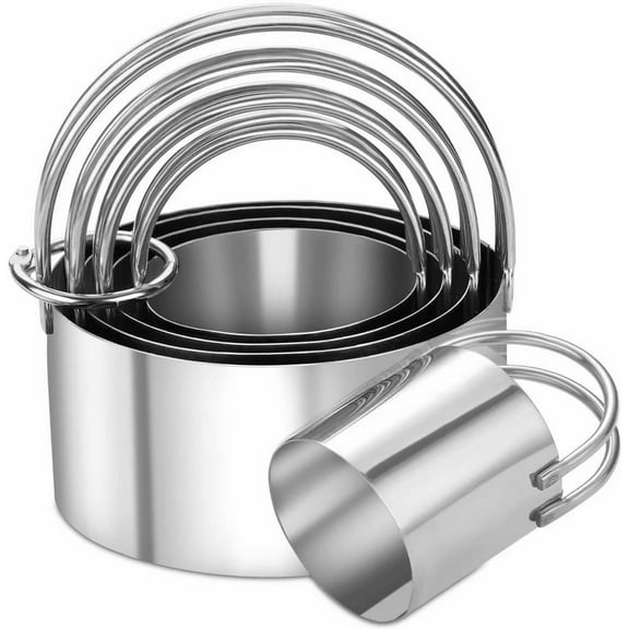 5 Pieces Cookie Cutters,Round Biscuit Cutter with Handle,Baking Dough Tools,Gift Package