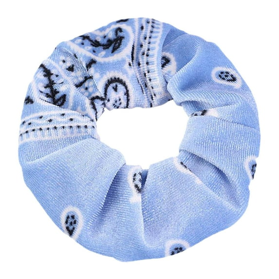 5 Pieces Cotton Scrunchies Stretchy Elastic Hair Ties Large Hair Band Rope Ponytail Holder maker of bun - Blue