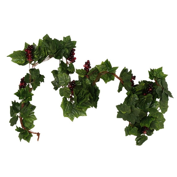 5 Pieces Creative Artificial Grape Leaves Vines Fake Vine Garlands with Grapes Green Leaf Ivy for Wedding Party Home Wall Decor