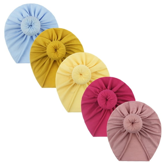 5 Pieces Cute Toddler Baby Girls Elastic Soft Nylon Headwraps Infant Knot Bow Headband Turban,Color:B