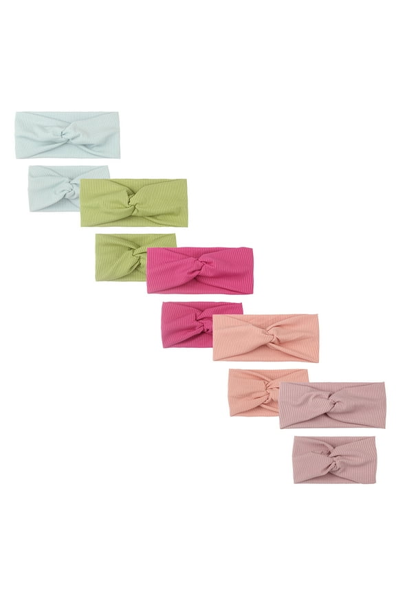 5 Pieces Cute Toddler Baby Girls Elastic Soft Nylon Headwraps Infant Knot Bow Headband Turban,Color:C