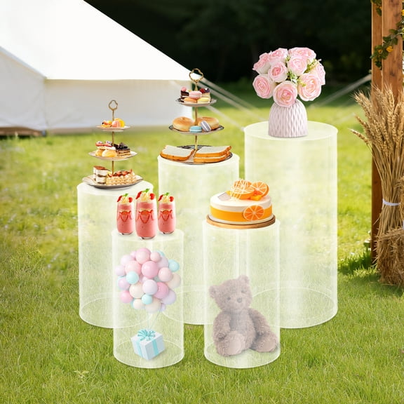 5 Pieces Cylinder Pedestal Stands, Large Cylinder Tables for Parties, Pedestal Display Plinth Pillars for Wedding Ceremony Birthday