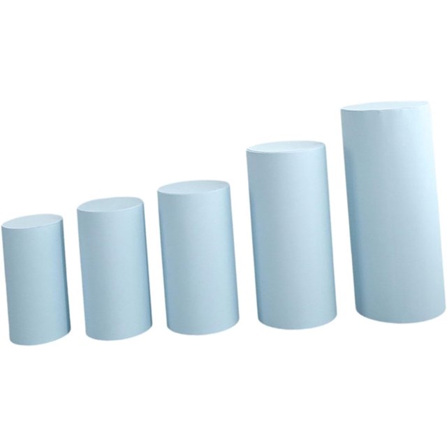 5 Pieces Cylinder Pedestal Stands Slipcovers, Plinth Stand Pillar Covers Elastic for Banquet