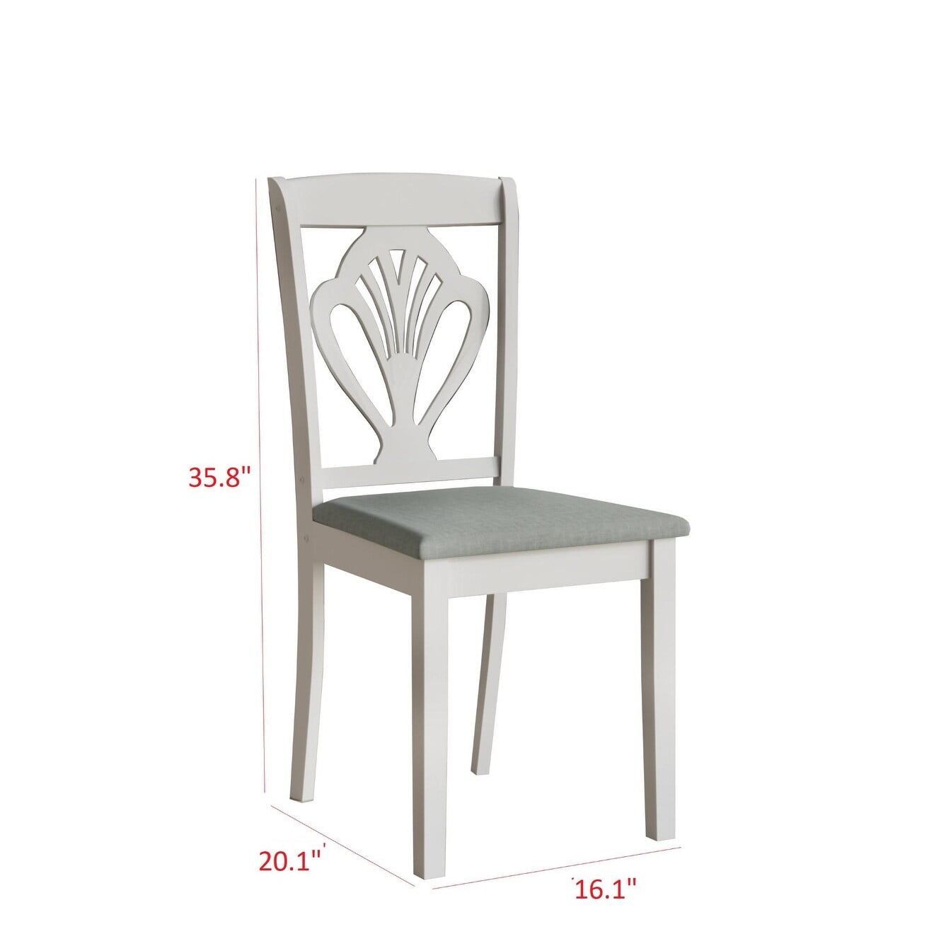 Greyish White 5-Piece Dining Set with Padded Chairs