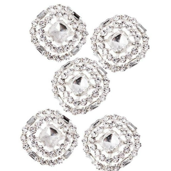 5 Pieces Diamante Rhinestone Round Shank Buttons Sewing Buttons Embellishment 23mm