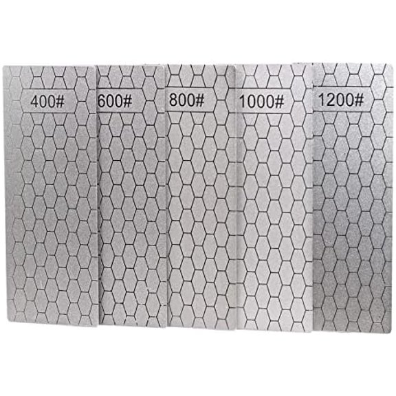 5 Pieces Diamond Sharpening Stone Set,Diamond Lapping Plate Coarse/Medium/Fine Grit Sharpener,400/600/800/1000/1200 Grit