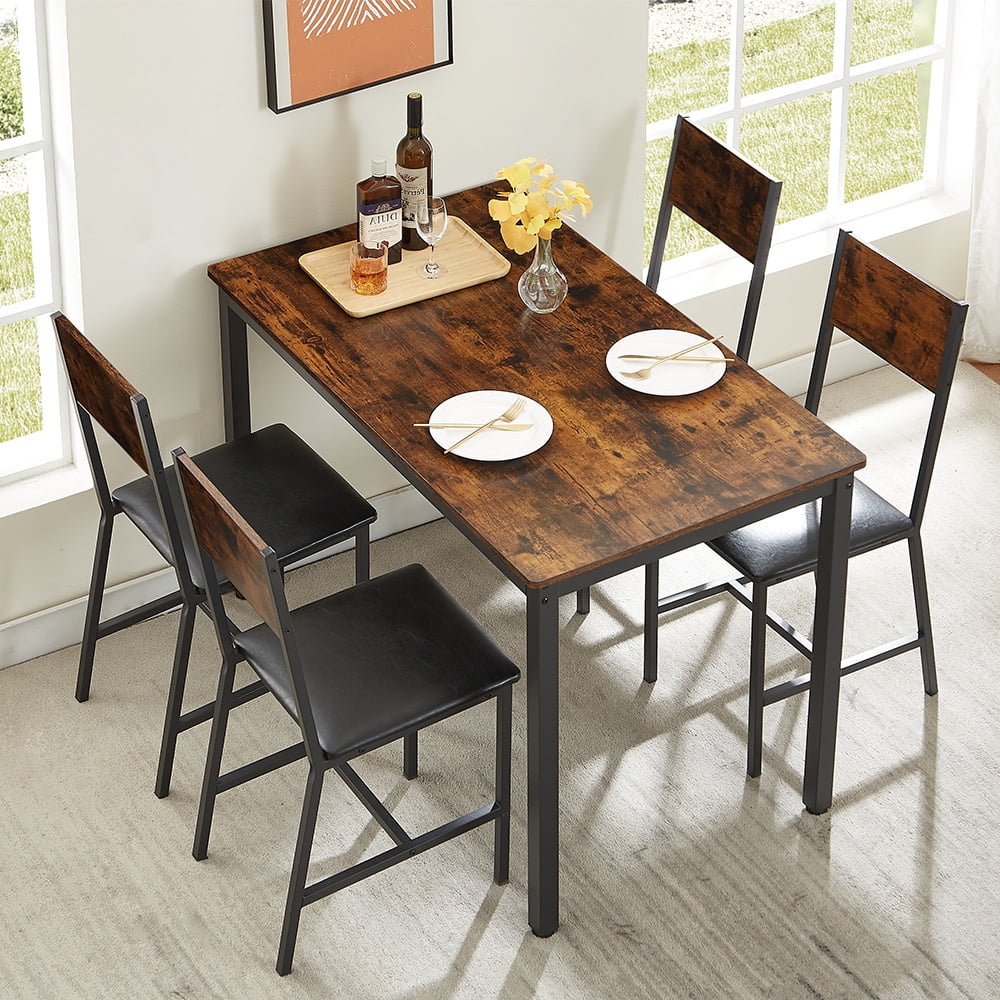 Industrial Style 5-Piece Dining Room Set with PU Kuwait Ubuy - Main Image