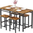 5 Pieces Dining Set Kitchen Set with Faux Marble Top and 4 Faux Leather
