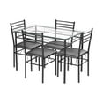 thumbnail image 1 of 5 Pieces Dining Set with Tempered Glass Top Table and 4 Upholstered Chairs, 1 of 9