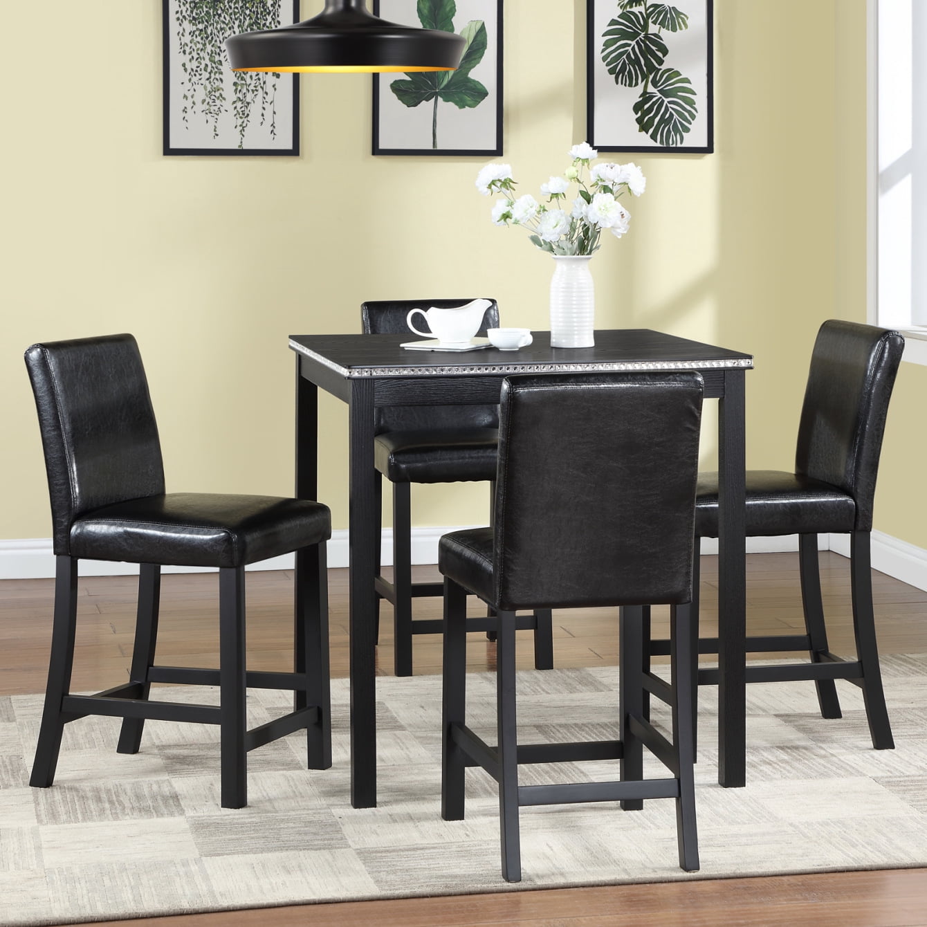 5 Pieces Dining Table Chair Set, Modern Wooden Luxury Kitchen Height ... - Compact Luxury Kitchen Furniture Sets