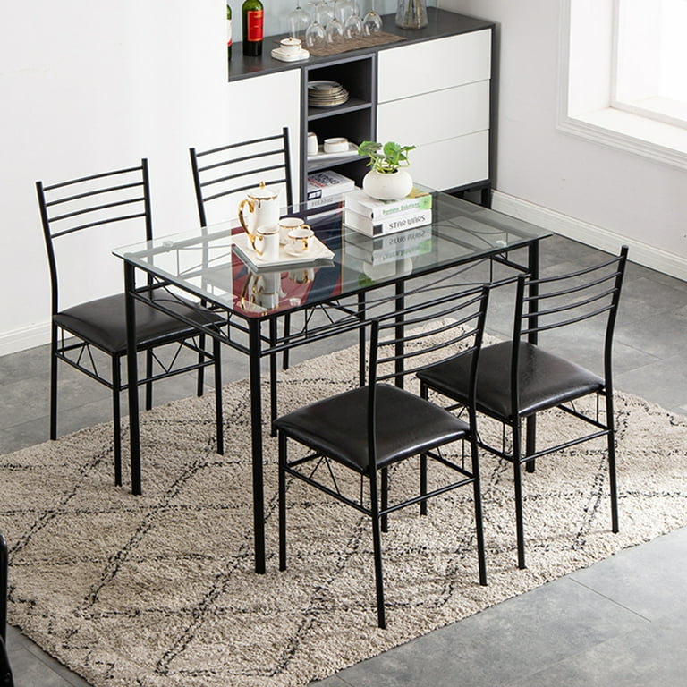 Dining table glass top 4 seater sales