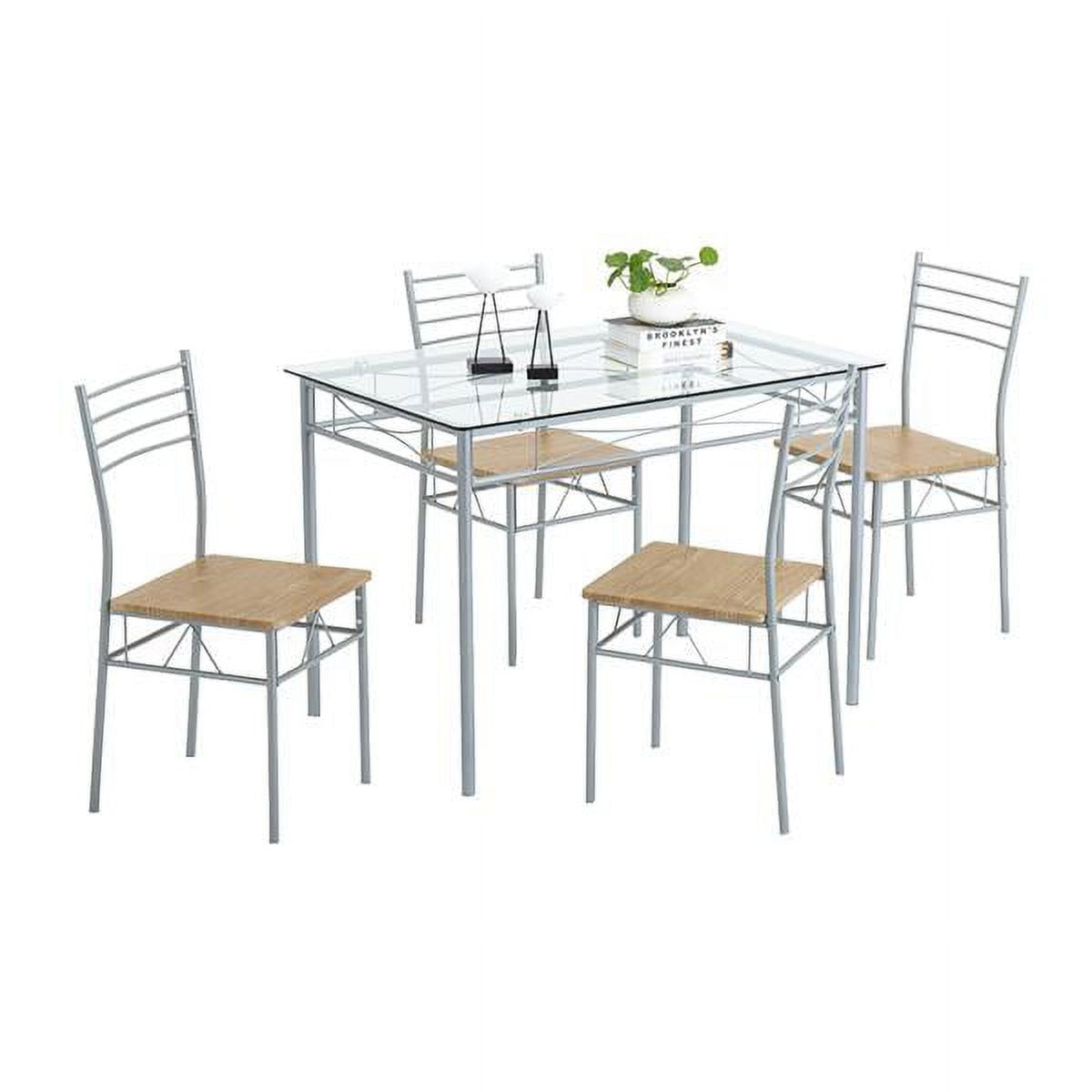 5 Pieces Dining Table Set Tempered Glass Dining Table And Chairs Set For 4 Person Upgraded 6178