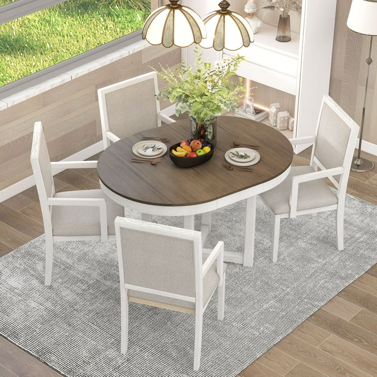 5-Piece Extendable Dining Set, Butterfly Leaf, Upholstered Chairs