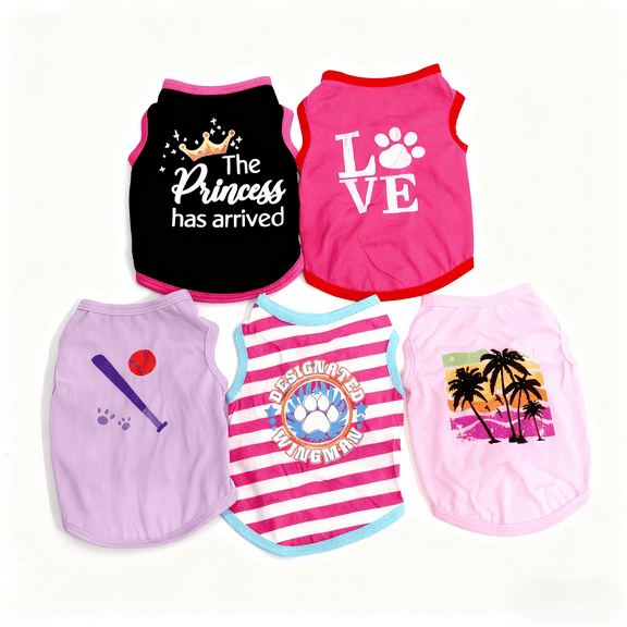 5 Pieces Dog Clothes for Small Dogs Boy Summer Puppy Clothes for Chihuahua Yorkie Soft Cute Pattern Dog Shirt Spring Pet Cat Clothing