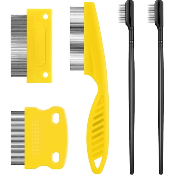 5 Pieces Dog Eye Combs Tear Stain Remover Combs Pet Grooming Comb for Small Dogs Gently Removing Eye Mucus and Crust (Yellow, Black)