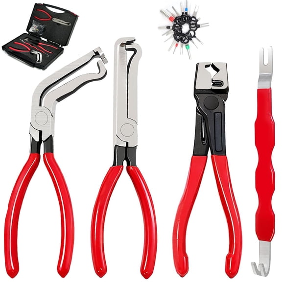 5 Pieces Electrical Disconnect Pliers for Cars, Upgraded Dual Angled Automotive Connector Separator Tool Set with Case for Car Terminal and Wiring Harness Removal in Tight Engine Space