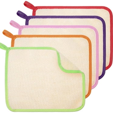5 Pieces Exfoliating Face and Body Wash Cloths Towel Weave Bath Cloth Exfoliating Scrub Cloth Massage Bath Cloth for Women and Men