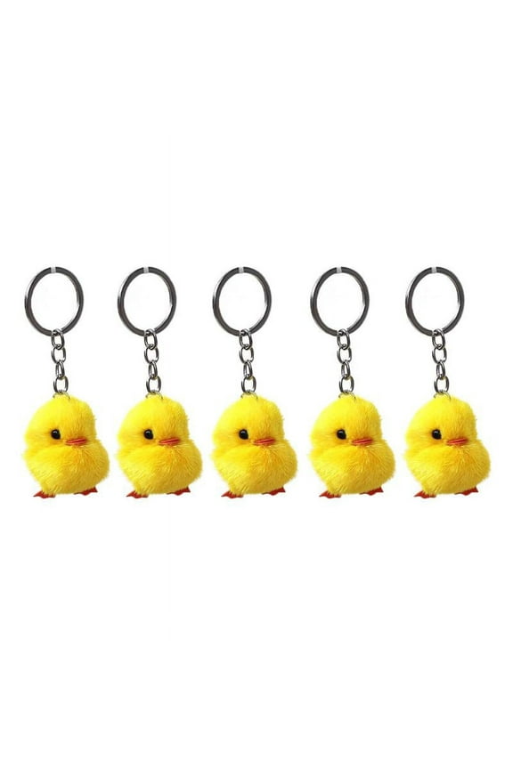 5 Pieces Exquisite Easter Keyring Yellow Duck Keychain Soft Chick Key