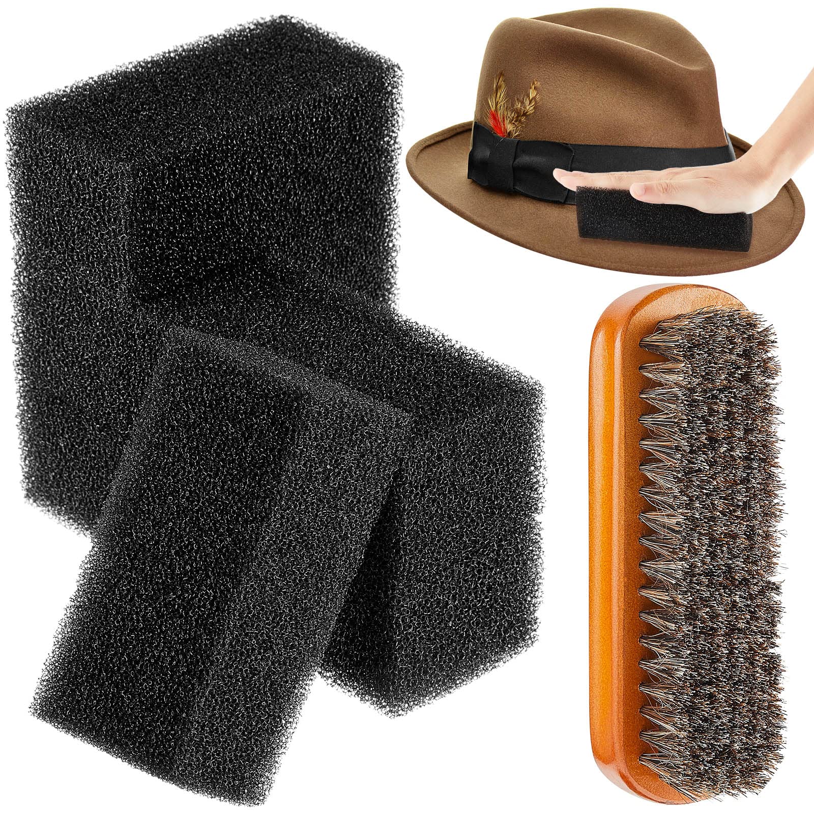 5 Pieces Felt Hat Cleaning Sponge Felt Hat Brush Felt Hat Cleaner Horse