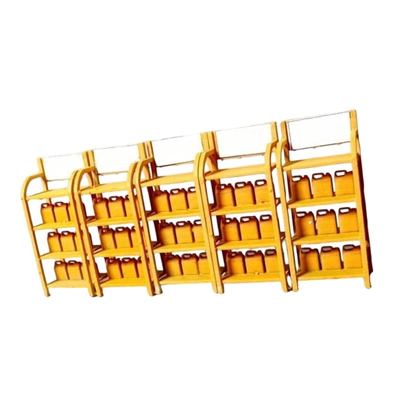 5 Pieces Garage Oil Barrel Rack Model Miniature Oil Drum Set Durable Plastic for Auto Repair Shop Decor
