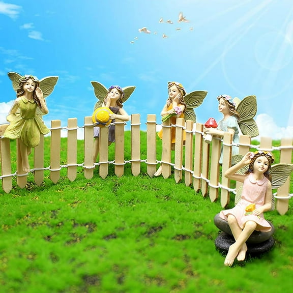 5 Pieces Garden Mini Fairies Figurines Miniature Fairy Sculpture Decoration Tiny Garden Accessories for Home Outdoor Garden Yard Lawn Flower Pot Decor