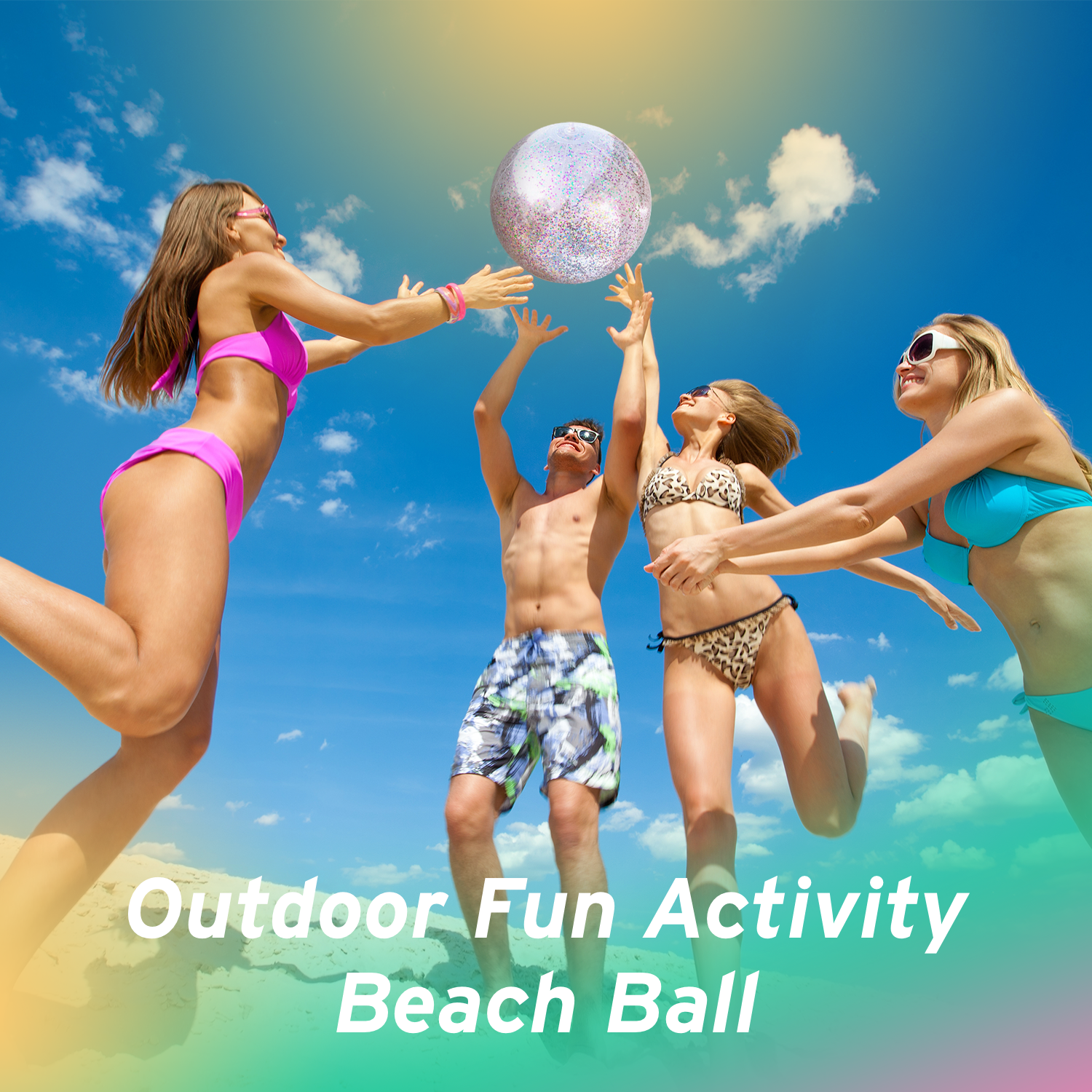5 Pieces Glitter Beach Ball Confetti Beach Ball Inflated Party Ball for Summer Beach Favor