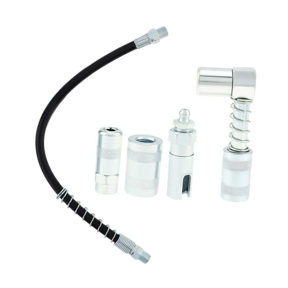 5 Pieces Grease Accessory Kit Machine Coupler Flexible Hose Carbon Steel Durable Solution for Vehicles Trucks Garage