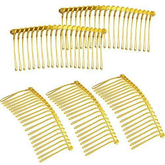 5 Pieces Hair Clip Combs Metal Wire Hair Combs Wire Twist Bridal Wedding Veil Combs (Gold)