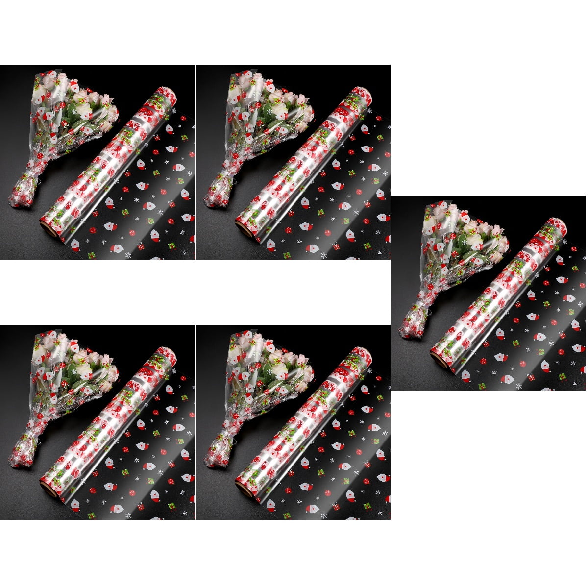 5 Pieces Hamper Cellophane Wrapper Papercraft Christmas Gifts Clear