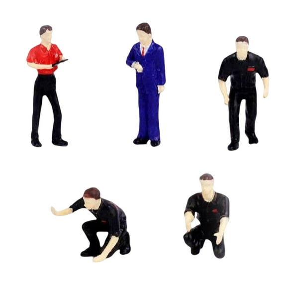 5 Pieces Hand-painted 1:64 Figure Dioramas People Model Miniature Scenes Scene Micro Landscape Layout Train Ornaments Black