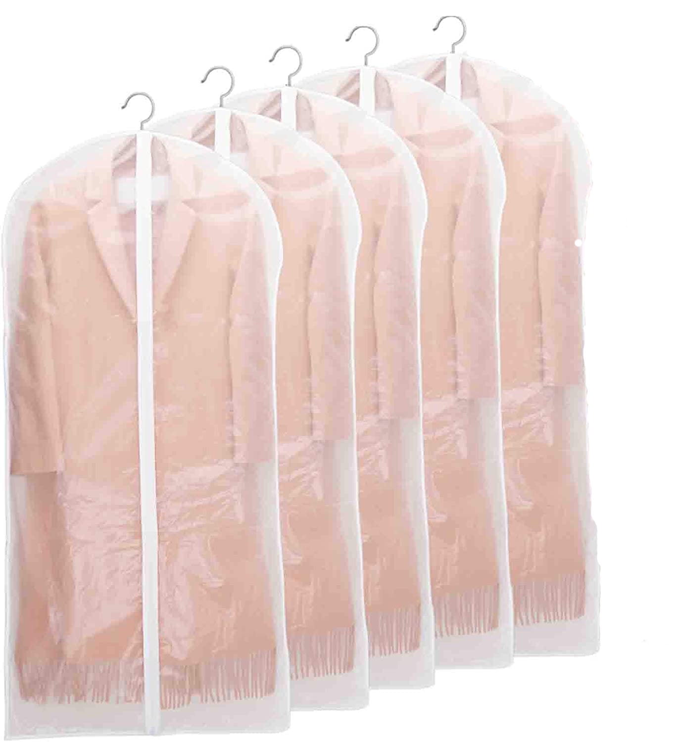 5 Pieces Hanging Clothes Bag with Gusseted Garment Bag for Storage Suit