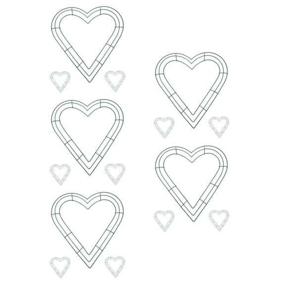 5 Pieces Heart Wreath Forms Wire Wreath Making Forms 30.00X30.00X1.00CM Green