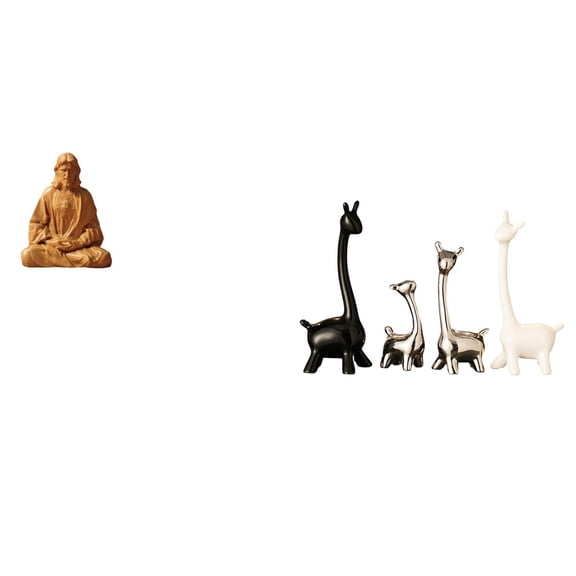 5 Pieces Heart of Jesus Statue Ceramic Giraffe Elk Deer Figurine Intricate Detailing for Office Home Church Decor
