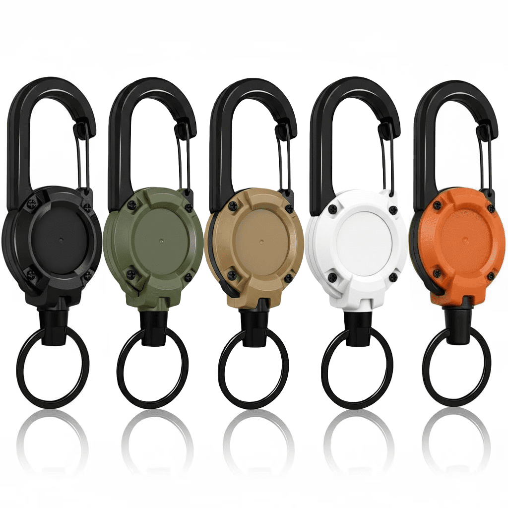 5 Pieces Heavy Duty Retractable Keychain – Carabiner Badge Reel with 24 ...