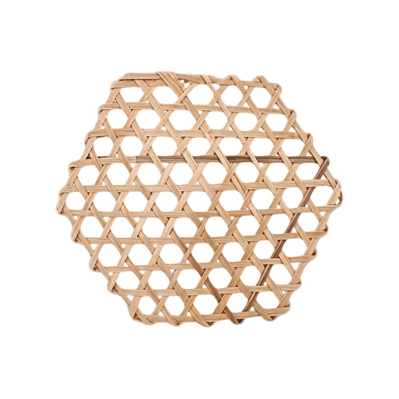 5 Pieces Hexagon Shaped Bamboo Mesh Placemats, Handmade Non-Stick Heat Insulating Bamboo Trivet for Steaming Dishes Hot Pot Tabletop