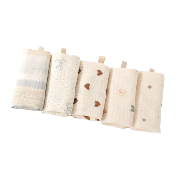 5 Pieces Infant Baby Nursing Bibs Cotton Burp Cloths Reusable Face Towels Soft Absorbent Saliva Towel for Daily Use