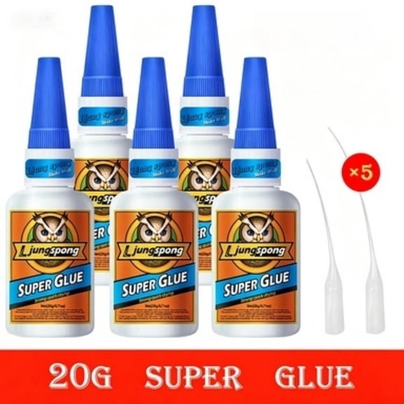 5 Pieces Instant Bonding Clear Cyanoacrylate Super Glue, Quick Dry Universal Adhesive for Plastic, Wood, Metal, Crafts and Daily Small Parts Repair