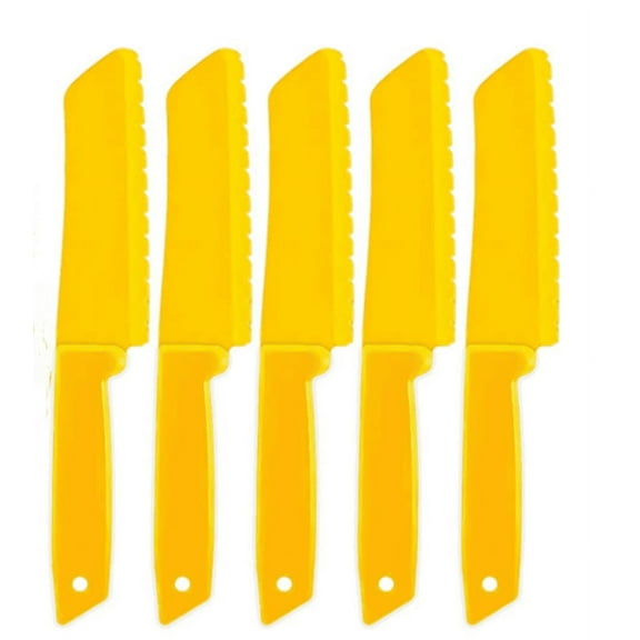 5 Pieces Kids Kitchen Knife Set, Casewin ToddlerPlastic Kitchen Knife Set - Kids Safe Cooking Knives, Chef Nylon Knife/Children's Fruit Knife, Cake KnifeBread Knife, Lettuce Knife or Salad Knife