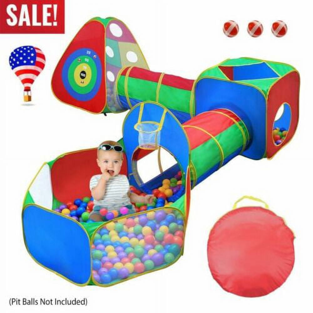 5 Pieces Kids Pop Up Play Tent Crawl Tunnel Ball Pit Tent Playhouse For