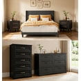 thumbnail image 1 of 5 Pieces Kingsize Bedroom Furniture Set,Includes Kingsize Bed Frame,6-Drawers Dressers of 2,Nightstand Sets with Mental Handles for Bedroom,Black, 1 of 19