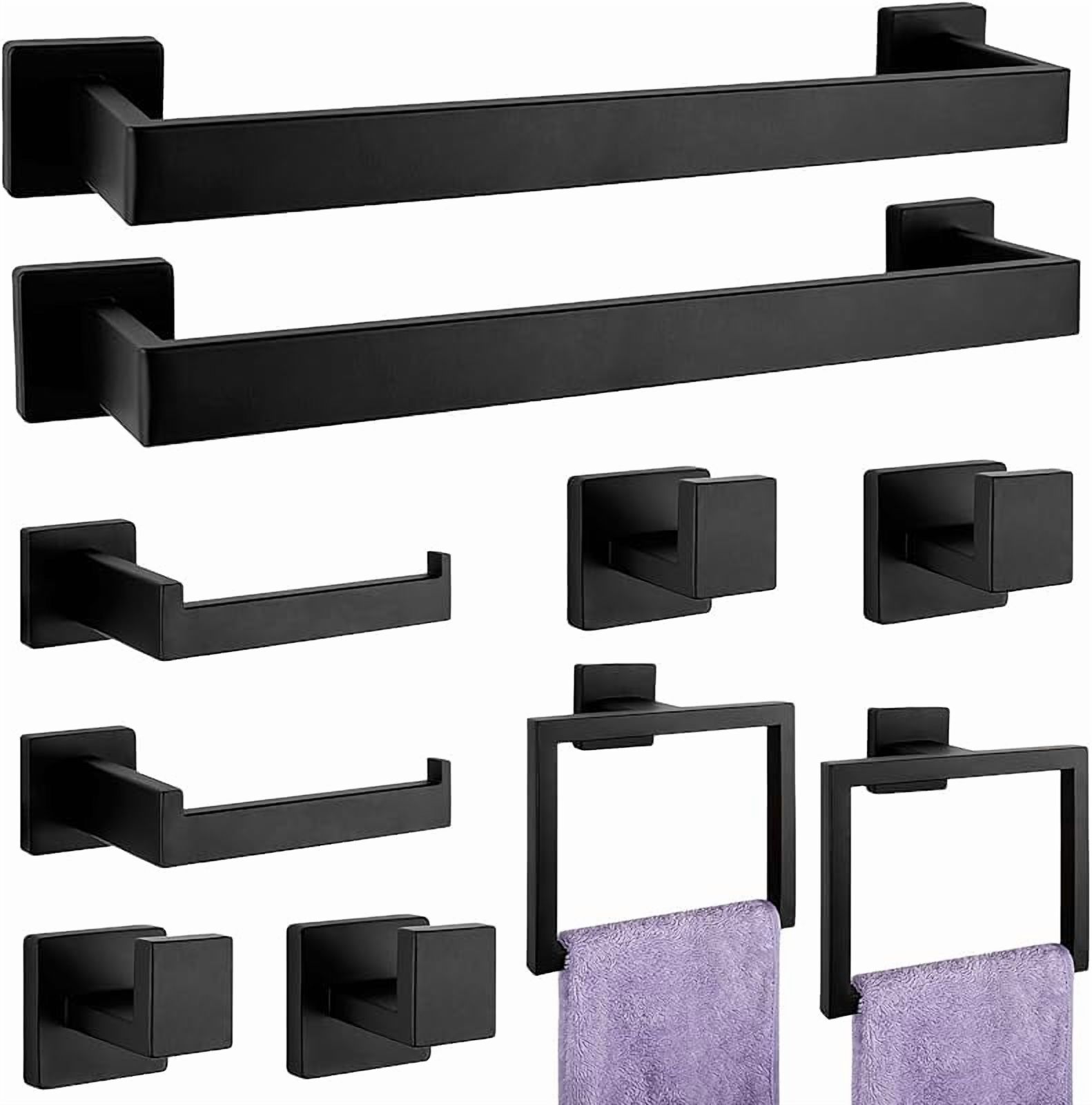 5-Pieces Matte Black Bathroom Hardware Accessories Set, SUS304