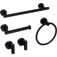 thumbnail image 1 of 5 Pieces Matte Black Stainless Steel Bathroom Accessories Set Include 16 in Towel Bar, Toilet Paper Holder, Towel Ring, 2 Robe Towel Hooks, 1 of 5