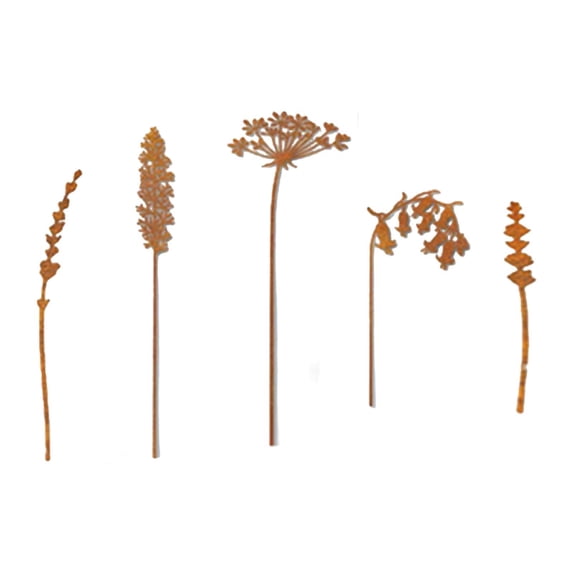 5 Pieces Metal Flower Stakes Outdoor Decorative Plant Yard Art Unique Metal Material for Patio Porch