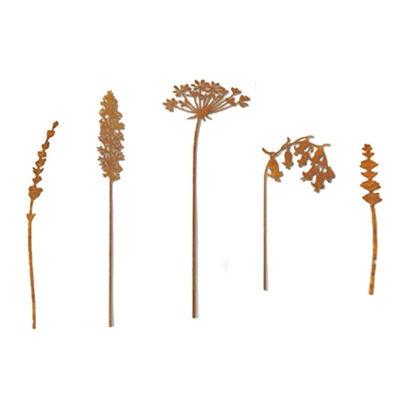 5 Pieces Metal Flower Stakes Outdoor Decorative Plant Yard Art Unique Metal Material for Patio Porch