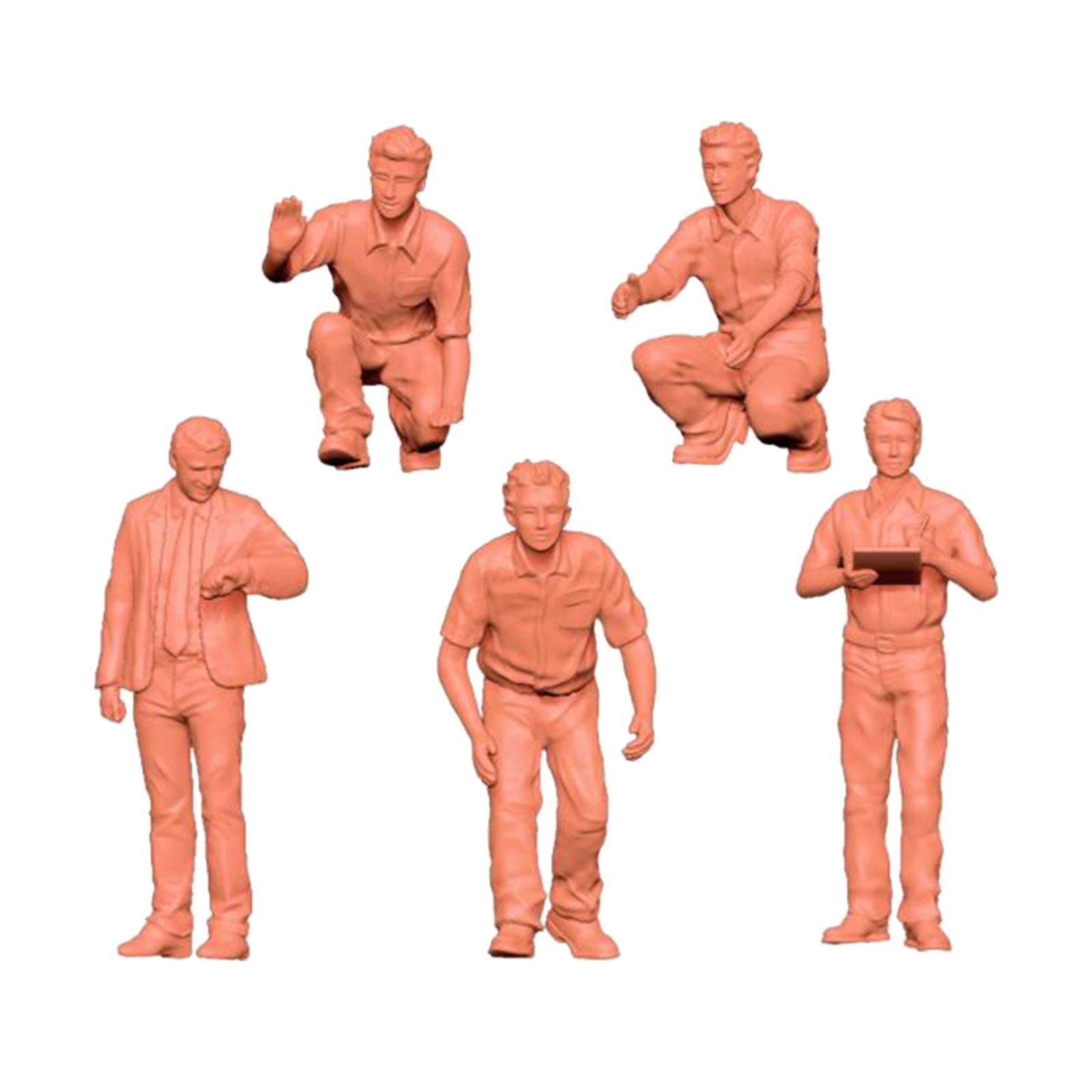 5 Pieces Miniature People Figures Diorama Models Resin Material for Sand Table Scenes and Dollhouses