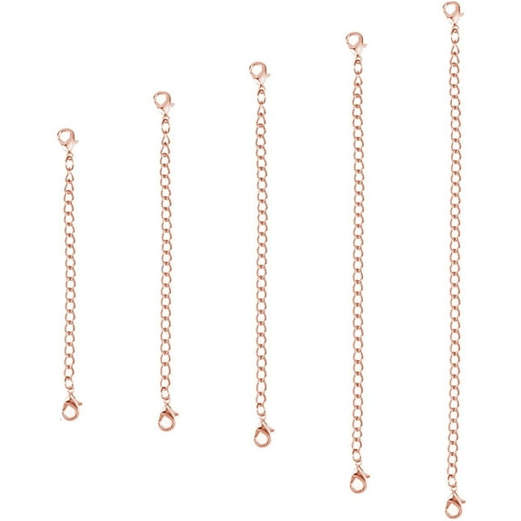 5 Pieces Necklace Extenders Chain Extenders Set for Necklace Bracelet DIY Jewelry Making (Rose Gold)