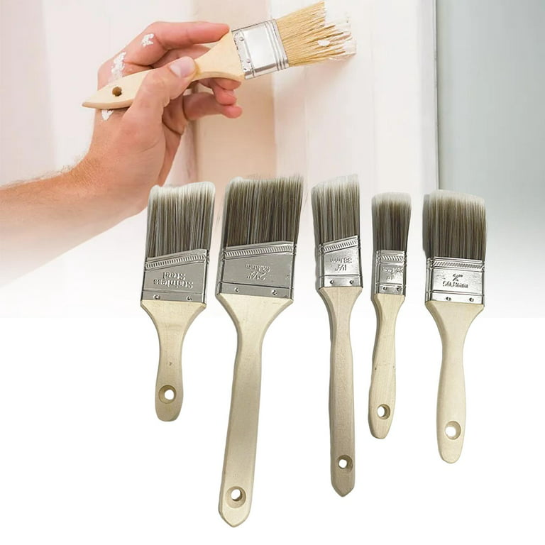 5 Pieces Paint Brushes, 1inch 1.5inch 2inch 2.5inch Variety Angle ,Oil  Painting Brushes for Outdoor ,Decks, Cabinets, Home Renovations Decks Arts