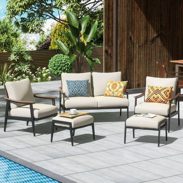 NATURAL EXPRESSIONS 5-Piece Patio Furniture Sets Metal Sectional