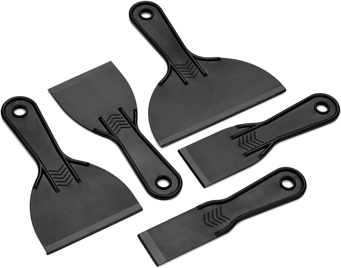 5 Pieces Plastic Putty Knife Set Flexible Paint Scrapers Tool for