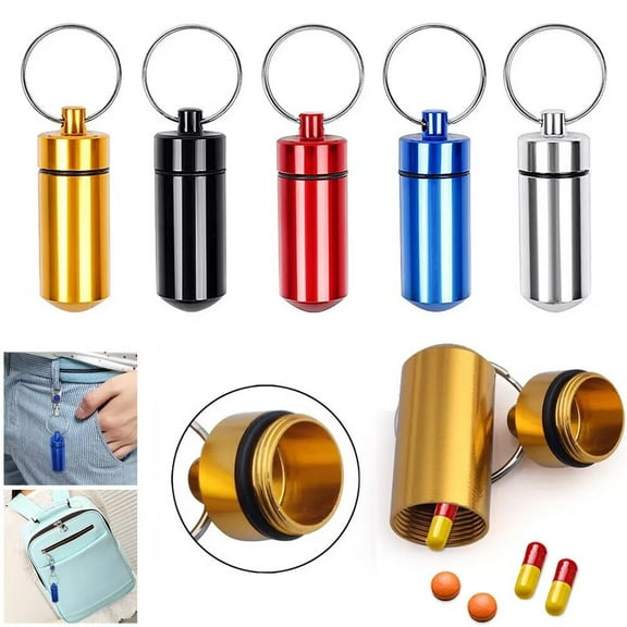5 Pieces Portable Pill Case,Storage Drug Container with Keychain,Mini 7-Day Pill Organizer